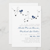 Invitation Rétros inséparables et coeurs épousant des (Devant / Derrière)