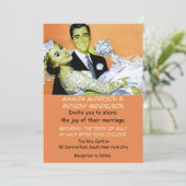 Invitation Rétros jeunes mariés vintages drôles (Debout devant)