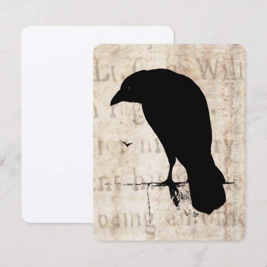 Invitation Rétros oiseaux de Goth Ravens de silhouette (Devant / Derrière)