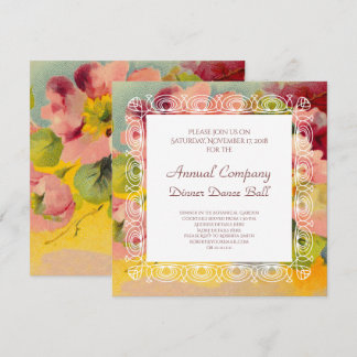 Invitation Rétros primevères florales vintages roses