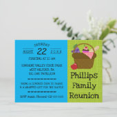 Invitation Retrouvailles familiales en panier de panier bleu  (Debout devant)