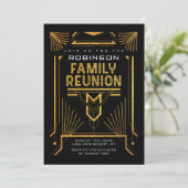 Invitation Retrouvailles familiales Gold Art Déco (Debout devant)