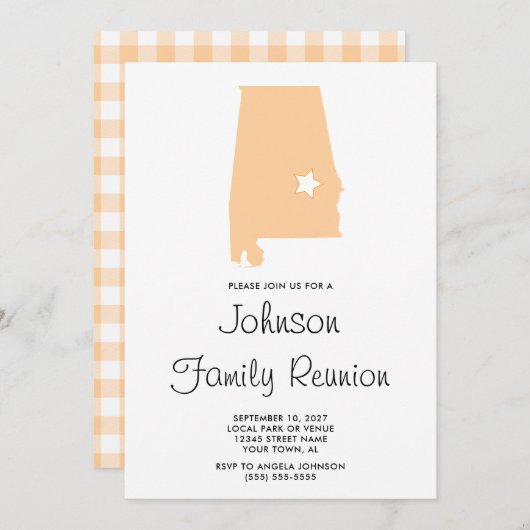 Invitation Retrouvailles familiales Peach Alabama (Devant / Derrière)