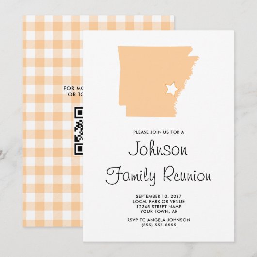 Invitation Retrouvailles familiales Peach Arkansas (Devant / Derrière)
