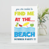 Invitation Retrouvez-Moi à la Fête d'Été sur la Plage (Debout devant)
