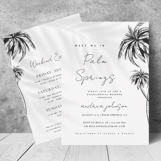 Invitation Retrouvez-Moi à Palm Springs Enterrement de Vie de