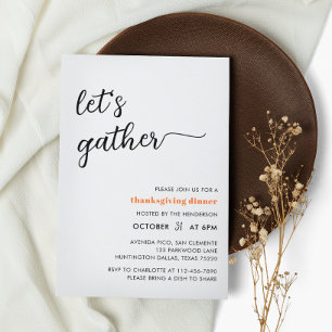 Invitation Retrouvons-nous un dîner d'action de grâce simple