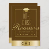 Invitation Réunion 10e classe de script brun or élégant (Devant / Derrière)
