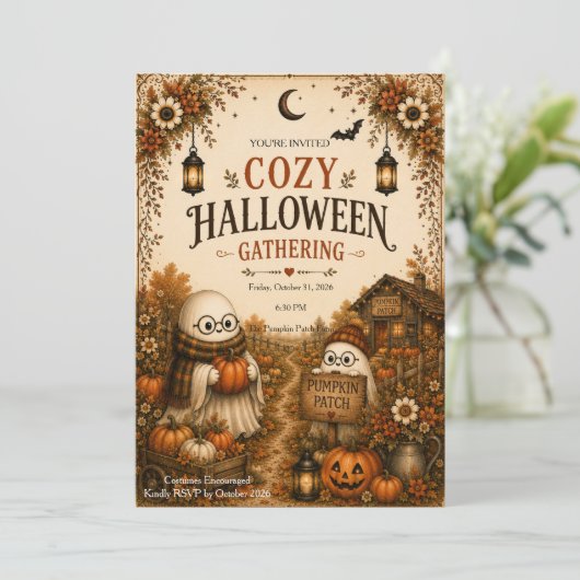 Invitation Réunion cosy d'Halloween (Debout devant)
