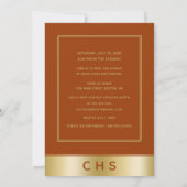 Invitation Réunion de 10e classe de script doré orange élégan (Dos)