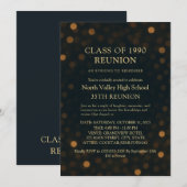 Invitation Réunion de 35e classe Refined Navy Gold Bokeh (Devant / Derrière)