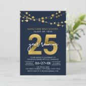 Invitation Réunion de classe de 25 ans Blue Strings of Lights (Debout devant)