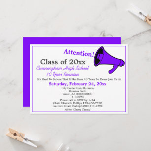 Invitation Réunion de classe de lycée minimaliste violet blan