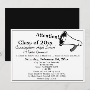 Invitation Réunion de classe du lycée minimaliste blanc noir