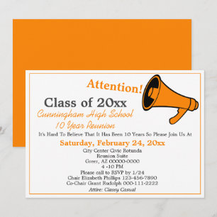 Invitation Réunion de classe minimaliste orange et blanc au l