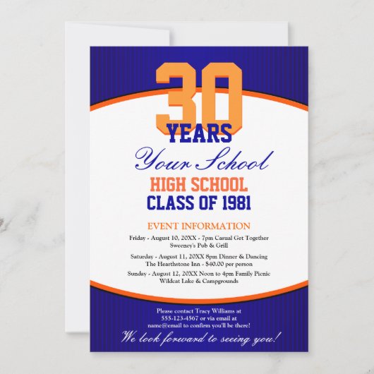 Invitation Réunion de classe personnalisable (Devant)