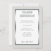 Invitation Réunion de classe secondaire en argent et blanc (Devant)