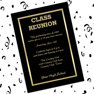 Invitation Réunion de classe secondaire en noir