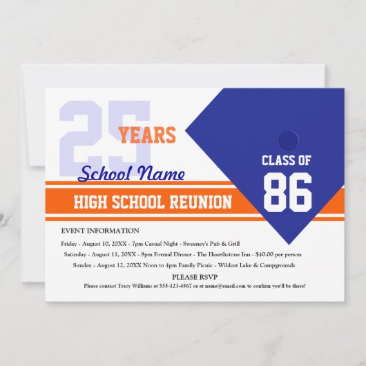 Invitation Réunion de classe secondaire personnalisable (Devant)