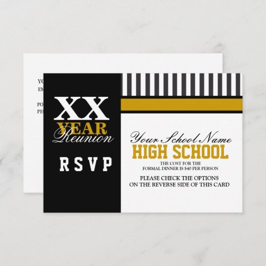 Invitation Réunion de classe secondaire RSVP (Devant / Derrière)
