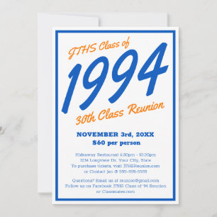 Invitation Reunion de classe secondaire simple personnalisée