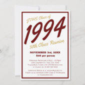 Invitation Reunion de classe secondaire simple personnalisée (Devant)