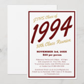 Invitation Reunion de classe secondaire simple personnalisée (Devant / Derrière)