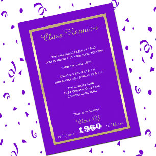 Invitation Réunion de classe Votre année Purple et Or