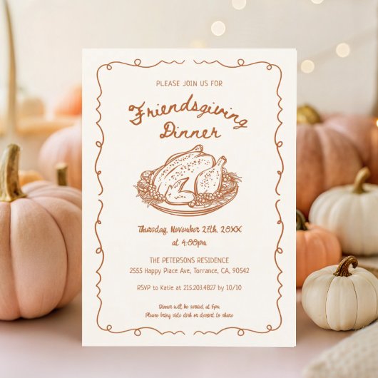 Invitation Réunion de dîner de Friendsgiving