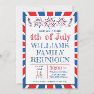 Invitation Réunion de famille américaine du 4 juillet pour l'