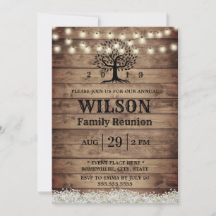Invitation Réunion de famille Arbre généalogique Rustique Bab