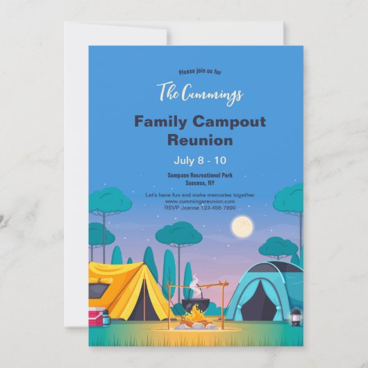 Invitation Réunion de famille Camping (Devant)