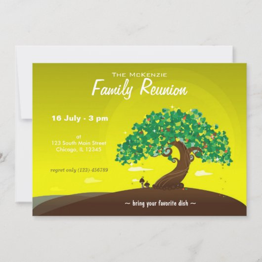 Invitation Réunion de famille (Citron) (Devant)