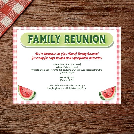 Invitation Réunion de famille de la pastèque d'été