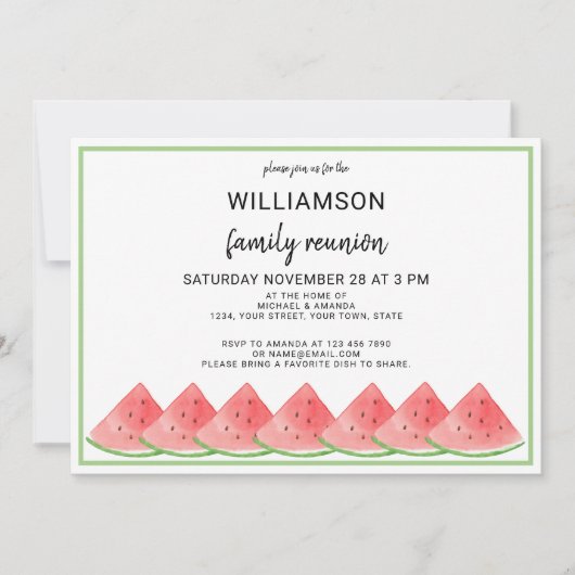 Invitation Réunion de famille d'été de pastèque (Devant)