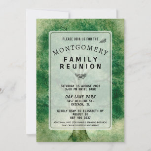 Invitation Réunion de famille du chêne à l'aquarelle vintage