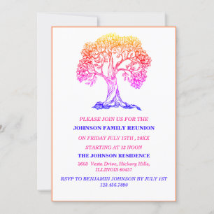 Invitation Réunion de famille élégante et colorée de l'Arbre
