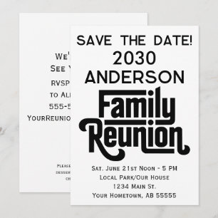 Invitation Réunion de famille, enregistrez la date, typograph