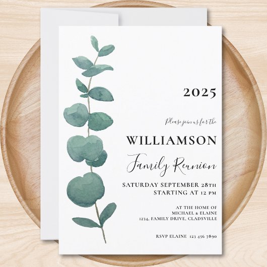 Invitation Réunion de famille Eucalyptus moderne