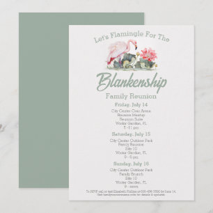 Invitation Réunion de famille Flamant Art Tropical de trois j