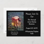 INVITATION RÉUNION DE FAMILLE, LAC, PLAGE, BAIGNAD (Devant / Derrière)