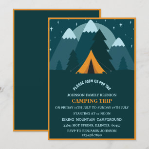 Invitation Réunion de famille Montagnes Bleu sarcelle et camp