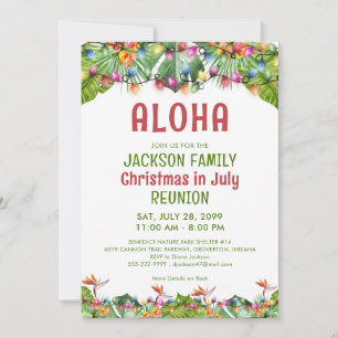 Invitation Réunion de famille Noël tropical en juillet