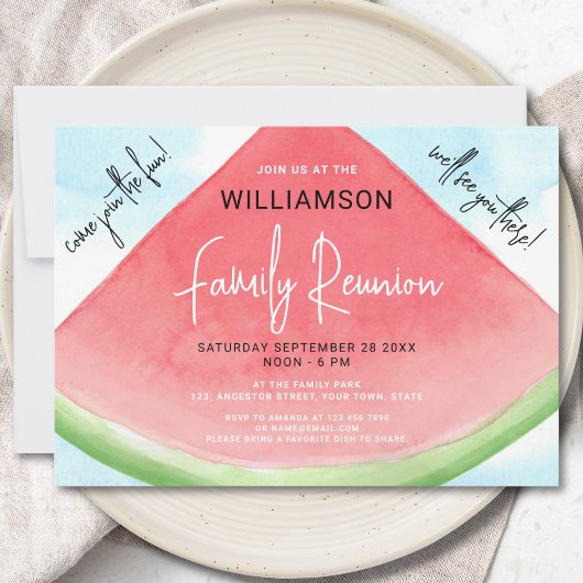 Invitation Réunion de famille Pastèque d'été