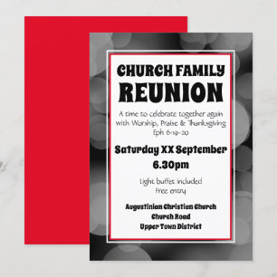 Invitation Réunion de famille personnalisée grise bokeh d'égl