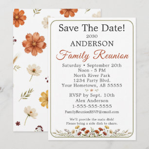 Invitation Réunion de famille Save the Date Fleur sauvage rus
