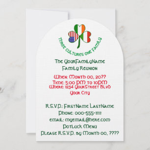 Invitation Réunion de famille Shamrock irlandaise hongroise U