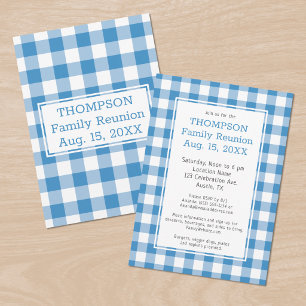 Invitation Réunion de famille tampon buffalo bleu clair pour