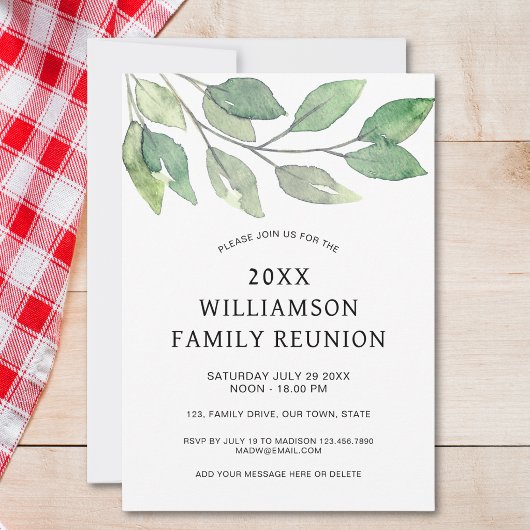 Invitation Réunion de famille verte