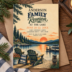 Invitation Réunion de famille vintage au lac